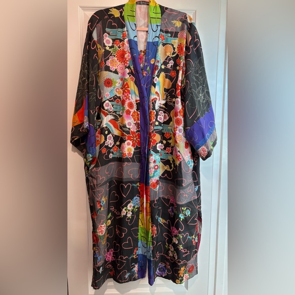 Johnny Was Love Long Reversible Silk Kimono - Picture 1 of 15